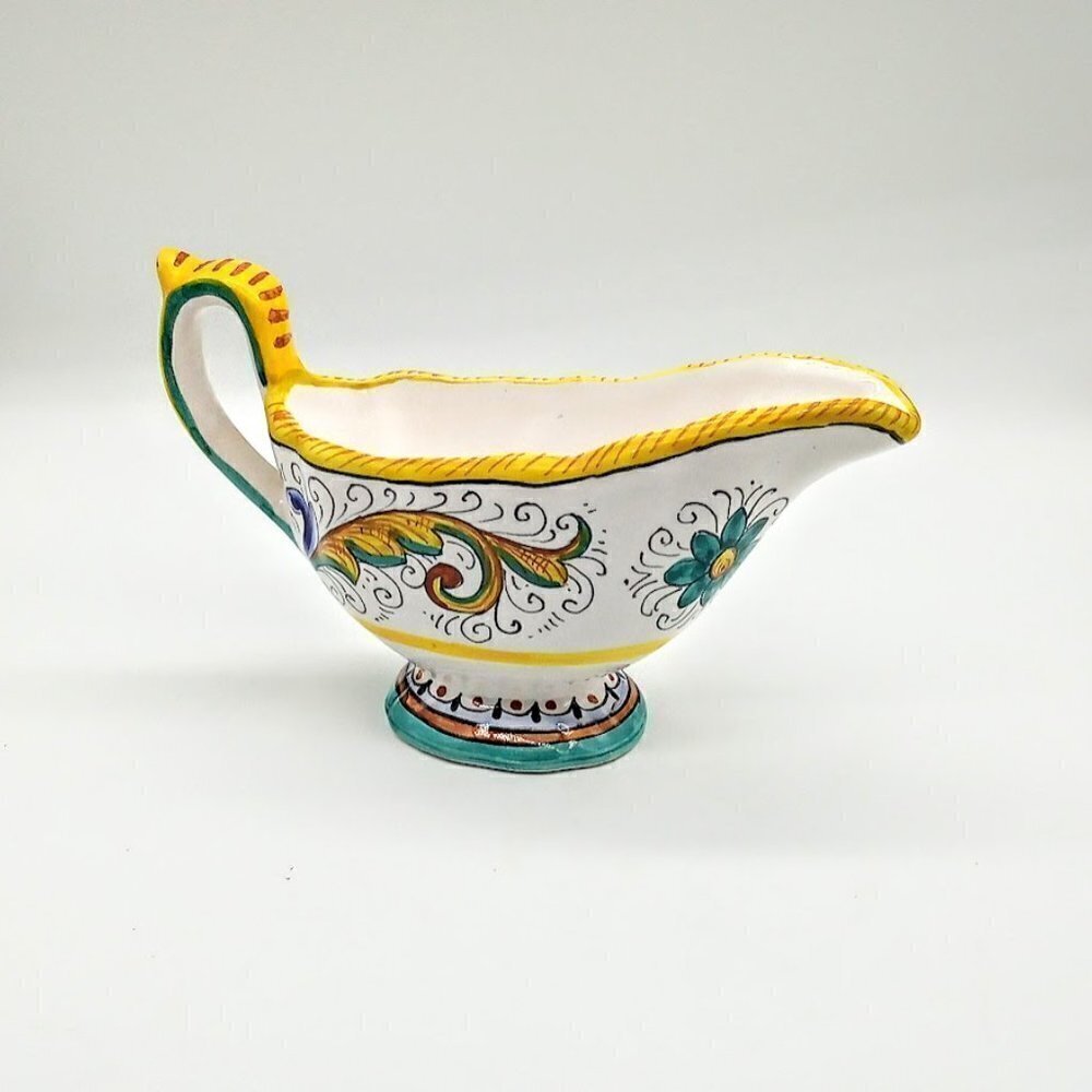 Artistica Raffaellesco Italian Handpainted Ceramic Gravy Sauce Boat - Picture 2 of 8